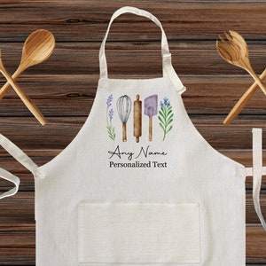 Personalized Linen Kitchen Apron with pocket, Customized cooking apron for kids and Adults, Custom home warming gift, great wedding gift