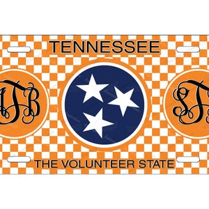 Tennesse Monogram Couples License Plate Tag Orange Besties TN State Flag Tri Stars Personalized for Auto Bicycle ATV Bike Custom Made gift