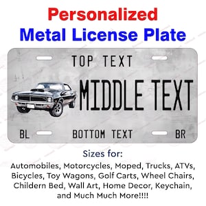 Personalized Classic Black Muscle Car Metal License Plate Tags for Auto ATV e-bike Motorcycles Bicycle Golf Cart Wall Art Home Decor Gift
