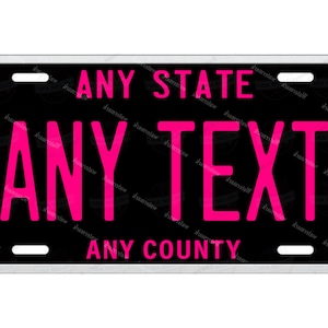 Custom Black & Fuschia Design Any Text Design Novelty Personalized License Plate Tag for Bicycle ATV Kid Bike Man Cave Wall Signage magnet