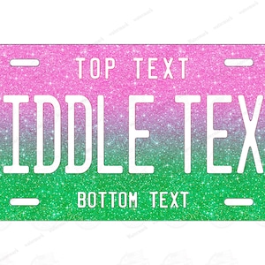 Custom Pink Green Ombre Color Any Text Personalized License Plate Tag for Bicycle ATV MOPED Kids Bike Man Cave Wall Signage Mini Bike gift