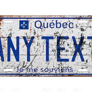 Aged Quebec Canada License Plate Vintage Retro Rustic Metal License Plate Personalized Custom Made Auto Tag for ATV Bicycle Wall Art bicycle