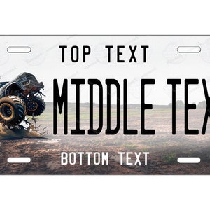 Monster Truck Pop Whillies Mudding Design Personalized Metal License Plate Tag for Bicycle ATV Bike Man Signage Minibike custom made gift