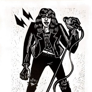 Joey Ramone Linocut Print