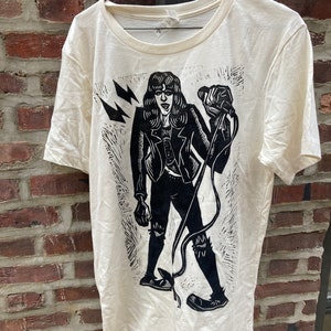 Joey Ramone linocut t shirt