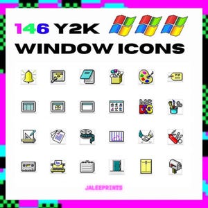 Retro Windows 95 Icon Pack: Y2K Pixel Theme (PNG Digital Download)