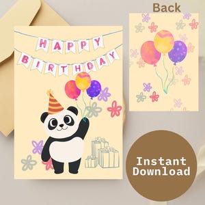 Panda Karte zum Geburtstag für Kinder / Niedliche Geburtstagskarte für Jungen und Mädchen