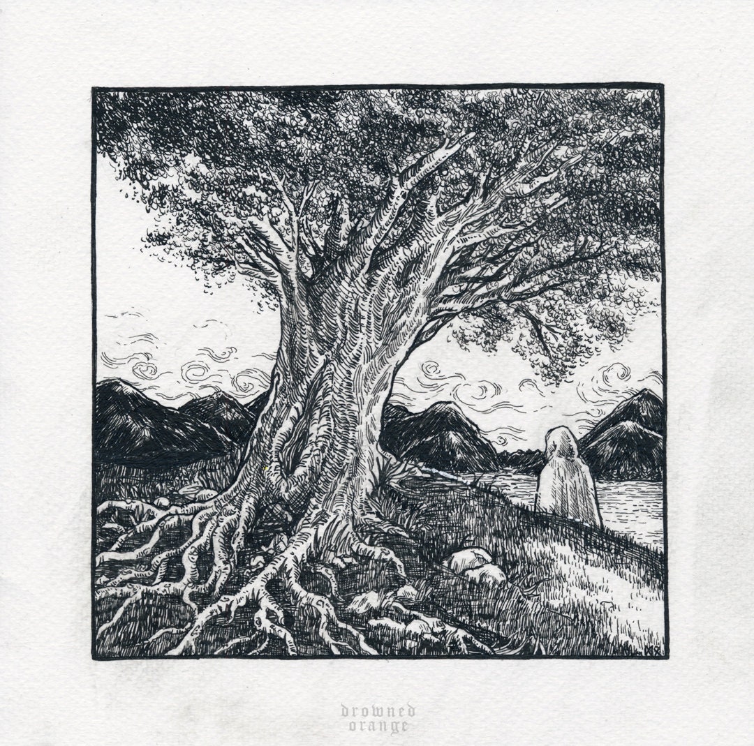 Der Geist - Inktober Original black and white ink Illustration