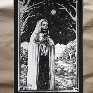 Artprint - Goatlord / A4 or A5 Fineart Print - baphomet - skeleton - moon - occult
