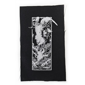 Screen printed patch - The Goat - appx.: 19,5 x 12,5 cm baphomet runes