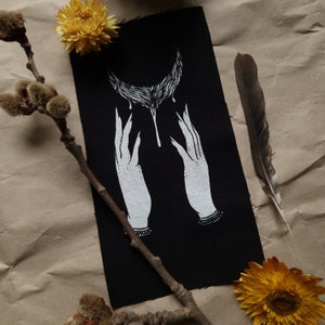 Screen printed patch - Witch Hands - ca 17 x 13 cm - moon occult witchy