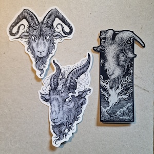 Three of Goats Sticker Set - 3 Stickers - Transparent - baphomet smoke candle occult vinyl