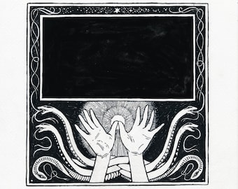 White Light - Inktober Original black and white ink Illustration