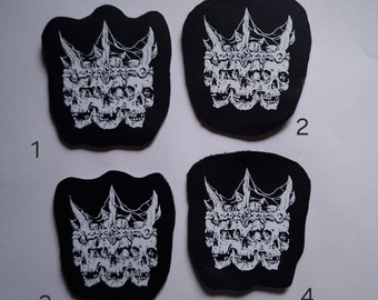 Upcycled Real Leather Patch - Cursed King - skull