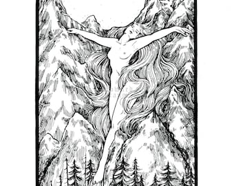 Artprint - Vexier - 29,7 x 42 cm A3 Mountain Nature mystic mythology print poster