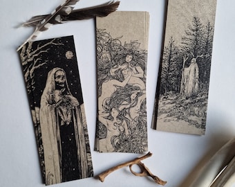 Occult Art Bookmark Set: Gothic Dark Art Illustrations on Grasspaper