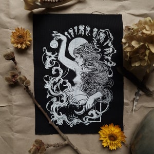 Fine Wine - Cotton  Back Patch Backpatch - ca 28 x 20 cm art nouveau teeth