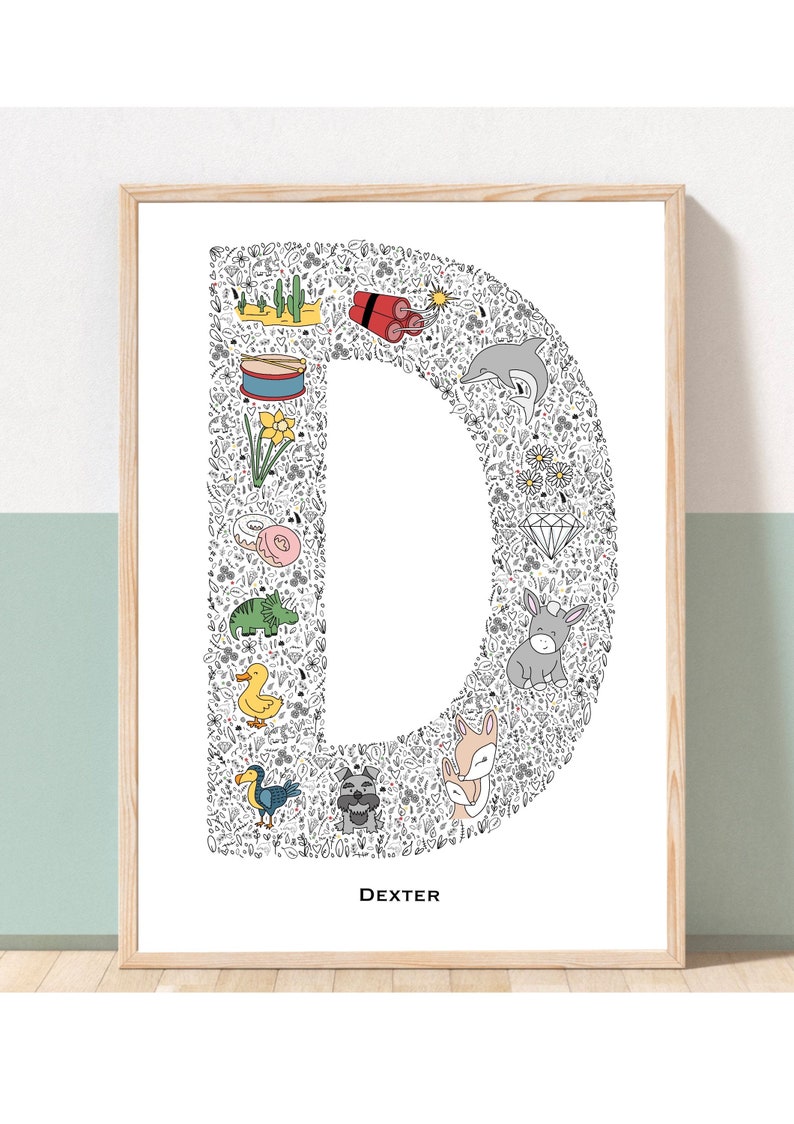 Initial D Print / Letter Print / Nursery Print / Personalised Name ...