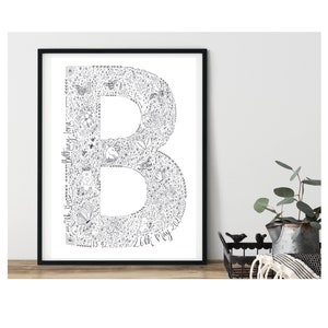 Dibujo inicial en blanco y negro/Dibujo inicial personalizado/Impresión personalizada sin marco
