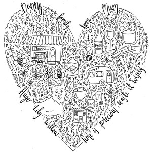 Initial Doodle/black and White/personalised Initial Drawing/ Unframed ...