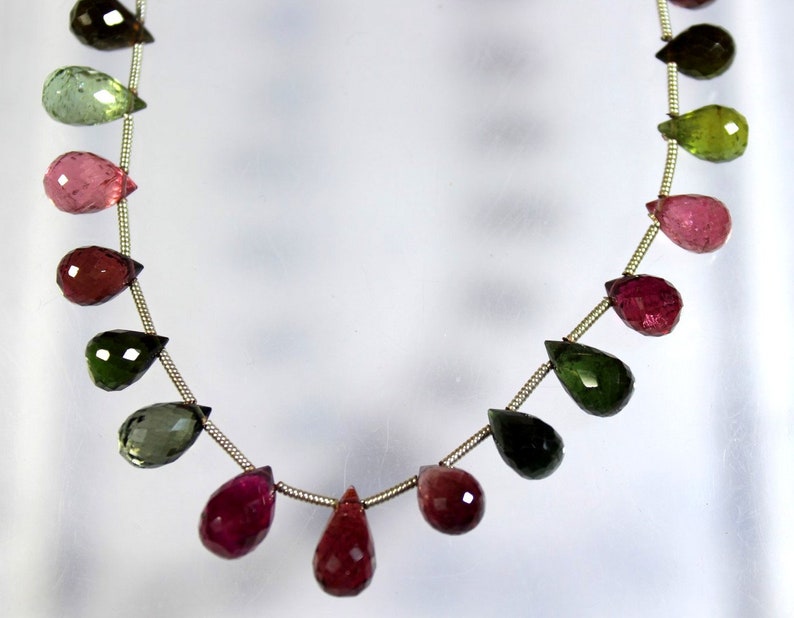 8 Inch Multi Color Tourmaline Smooth 73 Carat Drop Shape Briolette WT27