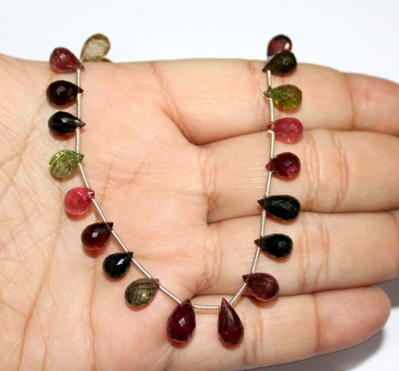 8 Inch Multi Color Tourmaline Smooth 73 Carat Drop Shape Briolette WT27