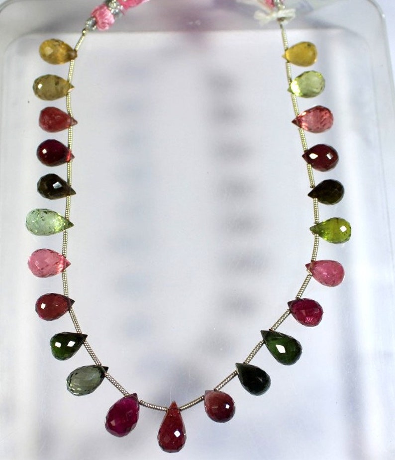 8 Inch Multi Color Tourmaline Smooth 73 Carat Drop Shape Briolette WT27