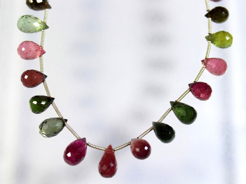 8 Inch Multi Color Tourmaline Smooth 73 Carat Drop Shape Briolette WT27