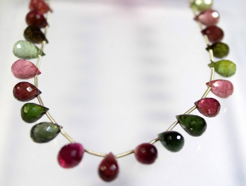 8 Inch Multi Color Tourmaline Smooth 73 Carat Drop Shape Briolette WT27