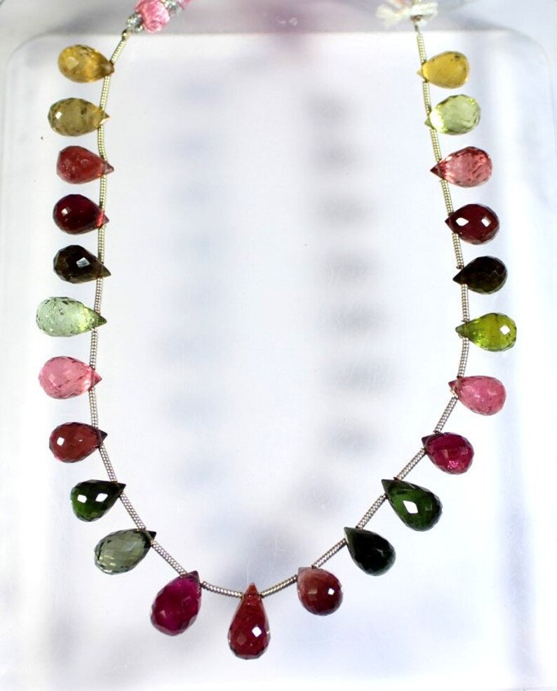 8 Inch Multi Color Tourmaline Smooth 73 Carat Drop Shape Briolette WT27