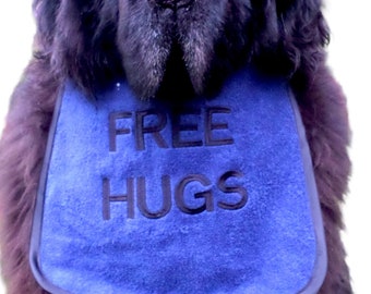 Personalized Big Dog slobber bib - Super comfortable, absorbent and double protection -  &#39;&#39;FREE HUGS&quot; - no more messy feeds/drinks - bespoke