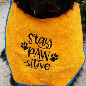 Babador Big Dog personalizado - Super confortável, absorvente e dupla proteção &#39;&#39;Stay Pawsitive&#39;&#39;