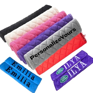 Coppia di copricinture di sicurezza per auto personalizzate - logo auto + nome - regali unici - - cintura di sicurezza - ricamati e non stampati - Comfort e stile