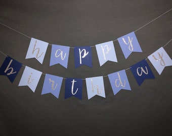 Personalized Birthday Banner Blue Birthday Banner Birthday Etsy