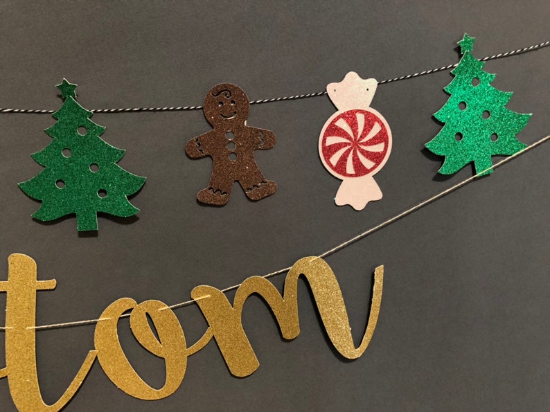 Holiday Banner Christmas Tree Peppermint Candy Gingerbread Christmas Banner