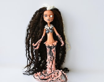 OOAK Monster High Custom, Sea Witch Doll, Mermaid Octopus creepy doll