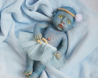 Full Body Silicone Baby Avatar Doll, OOAK Fantasy Alien Art Doll