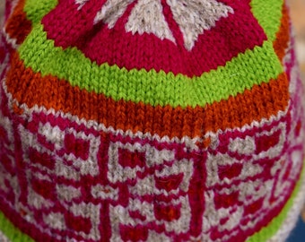 handknitted hat organic wool latvian pattern