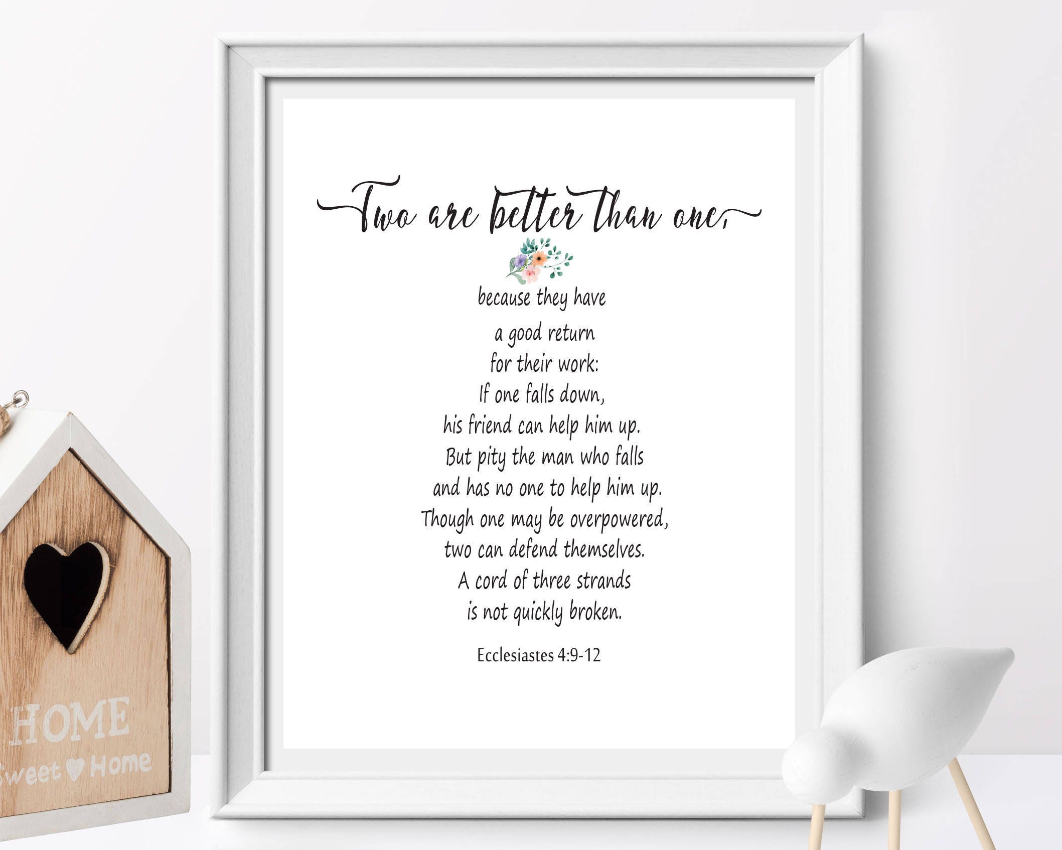 PICTURE THIS PRINTS Ecclesiastes 4:9-10 Bible Verse Wedding Greeting Card, Religious Wedding Blessings With Scripture, Congratulations On Your Marriage Celebration, Comes With Envelope (5x7