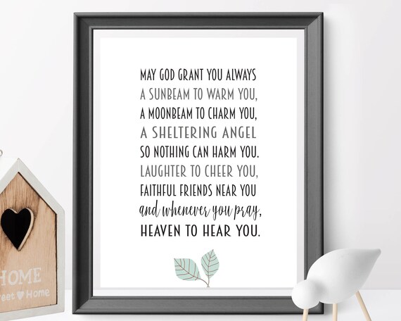 May God Grant You Always Boy Baptism Gift Girl Baptism Gift Irish Blessing Printable Godmother Sun Gift Baby Shower Gift Nursery Decor - 