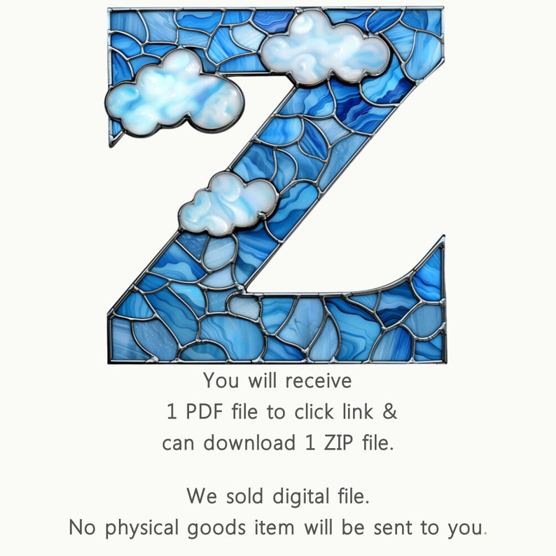 Blue Stained Glass Alphabet PNG, Cloud Letters, Digital ABC Clipart ...