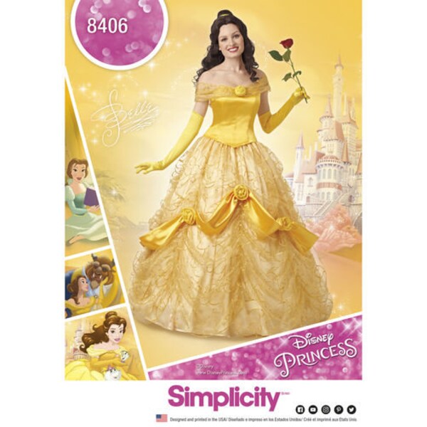 Simplicity 8406 pattern Disney Princess Beauty and The Beast Belle Misses Costume