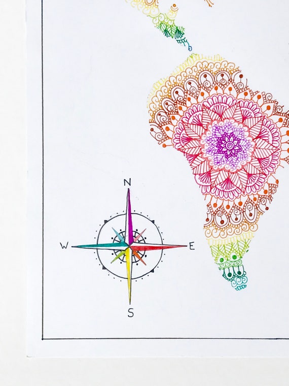 Arc En Ciel Mandala Monde Carte Imprimer A4