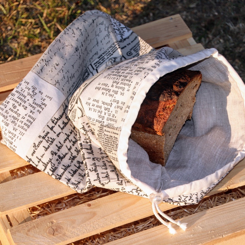 Bread Bagmade From Two Layers linen and Cotton / Storage Etsy
