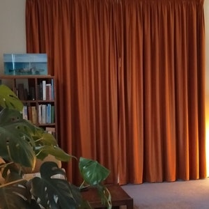 Handmade Rusty Orange Velvet Curtains Drapes Custom Dusty Orange Velvet bedroom living room Window Treatment Blackout Panel