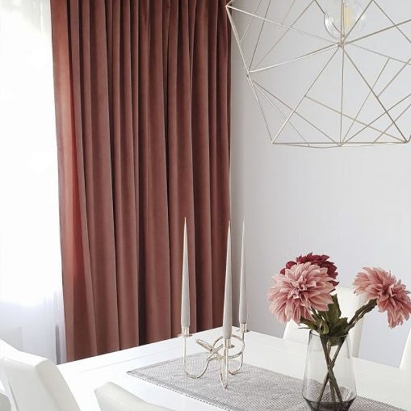 Dusty Rose Pink Velvet Curtains and drapes  Luxury Velvet Fabric Panel, Curtains for Living Room and Bedroom