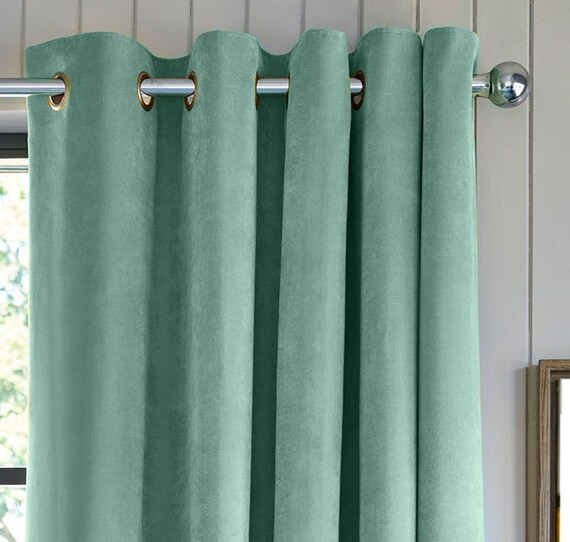Matt Soft Thick Peacock Blue Velvet Curtains And Drapes Etsy