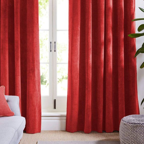 red velvet curtains with valance