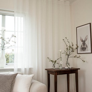 White Linen Sheer Curtains made from Recycled Fabric With Linen texture Sheer Curtains