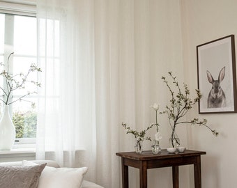 White Linen Sheer Curtains made from Recycled Fabric With Linen texture Sheer Curtains